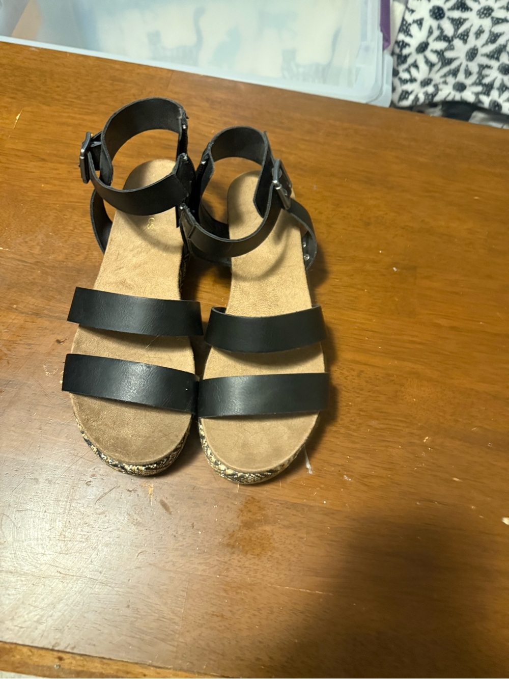 Maurices Black Double-Strap Ankle Platform Sandals